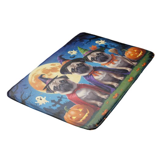 Pug Dog Pumpkin Halloween Grappig Badmat (Gekanteld)