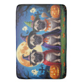 Pug Dog Pumpkin Halloween Grappig Badmat (Voorkant Verticaal)