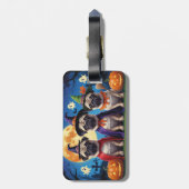 Pug Dog Pumpkin Halloween Grappig Bagagelabel (Achterkant verticaal)