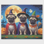 Pug Dog Pumpkin Halloween Grappig Cadeaupapier (Vlak)