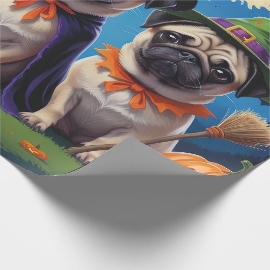 Pug Dog Pumpkin Halloween Grappig Cadeaupapier (Hoek)