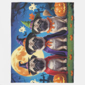 Pug Dog Pumpkin Halloween Grappig Fleece Deken (Voorkant)