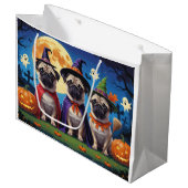 Pug Dog Pumpkin Halloween Grappig Groot Cadeauzakje (Voorkant Gekanteld)