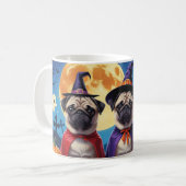 Pug Dog Pumpkin Halloween Grappig Koffiemok (Voorkant links)