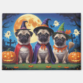 Pug Dog Pumpkin Halloween Grappig Magneet (Voorkant)
