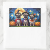 Pug Dog Pumpkin Halloween Grappig Rechthoekige Sticker (Tas)