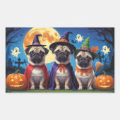 Pug Dog Pumpkin Halloween Grappig Rechthoekige Sticker (Voorkant)