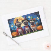 Pug Dog Pumpkin Halloween Grappig Rechthoekige Sticker (Envelop)