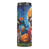 Pug Dog Pumpkin Halloween Grappig Thermosbeker (Achterkant)
