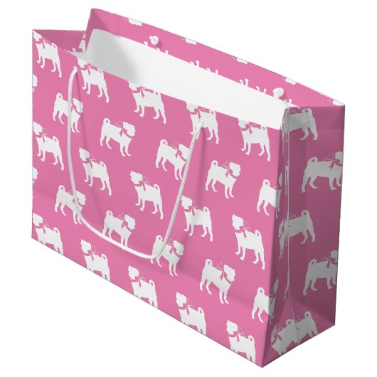 Pug Dog Puppy Large Gift Bag Groot Cadeauzakje (Voorkant Gekanteld)