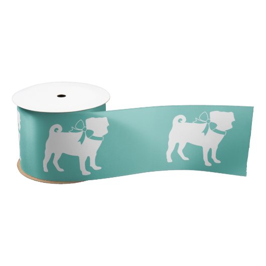 Pug Dog Puppy Satin Ribbon Satijnen Lint (Spoel)