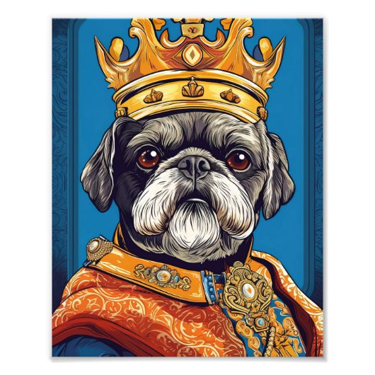 Pug Dog Queen Foto Afdruk (Voorkant)