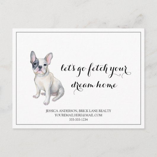 Pug Dog Real Estate Kopen Marketing Briefkaart (Voorkant)