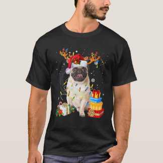 Pug Dog Reindeer Santa Kerstmis Funny Dog Pajamas T-shirt