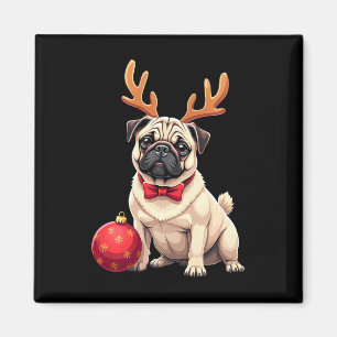 Pug Dog Rendier Xmas Hondenliefhebber Funny Family Magneet