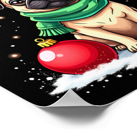 Pug Dog Rendier Xmas Hondenliefhebber Funny Family Poster (Hoek)