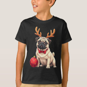 Pug Dog Rendier Xmas Hondenliefhebber Funny Family T-shirt