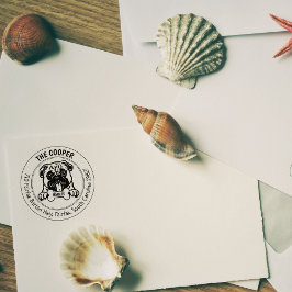 Pug Dog Retouradres Familie Rubberstempel