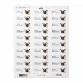 Pug Dog Retouradres Mailing Label (Full Sheet)