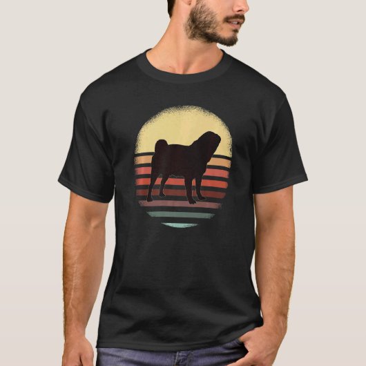 Pug Dog Retro 16 T-shirt (Voorkant)