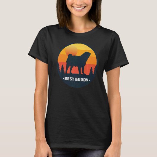 Pug Dog Retro T-shirt (Voorkant)