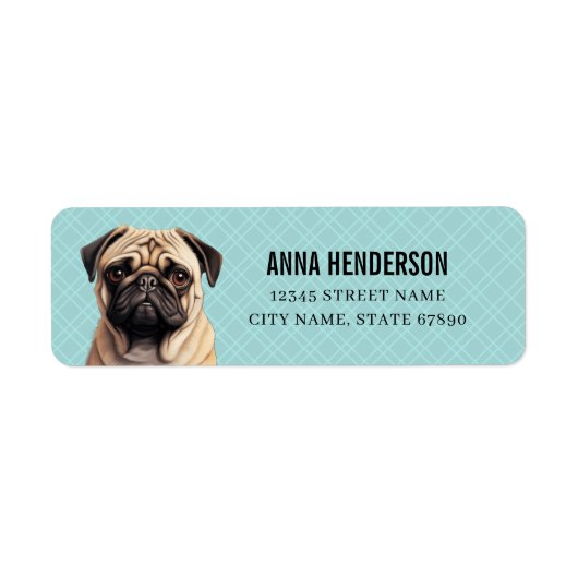 Pug Dog Return-adreslabels Etiket (Voorkant)