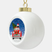Pug Dog rijdende auto met sneeuwkerst Keramische Bal Ornament (Rechts)