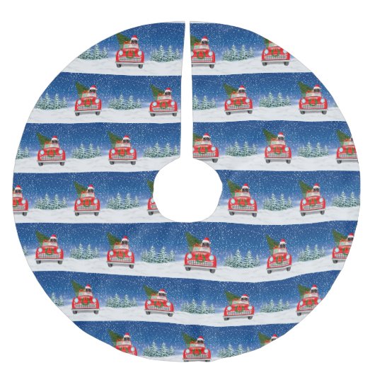 Pug Dog rijdende auto met sneeuwkerst Kerstboom Rok (Voorkant)