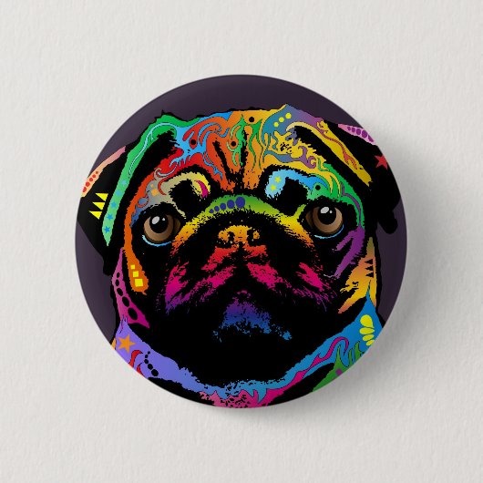 Pug Dog Ronde Button 5,7 Cm (Voorkant)