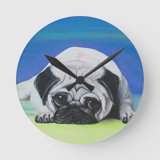 Pug Dog Ronde Klok (Voorkant)