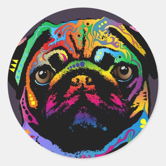 Pug Dog Ronde Sticker (Voorkant)