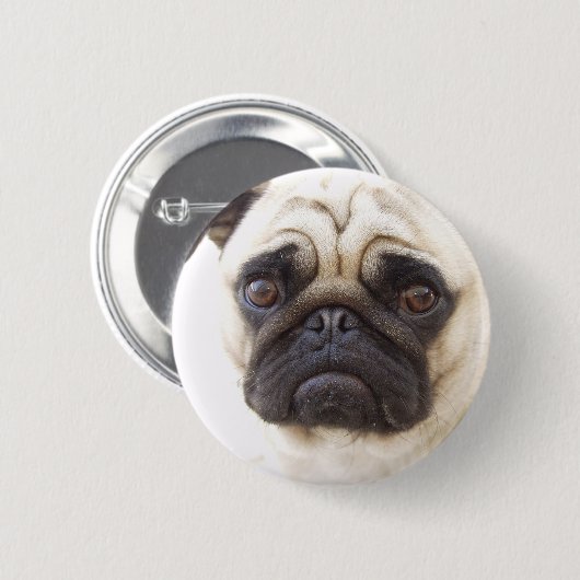 Pug Dog Round Button (Voorkant /achterkant)