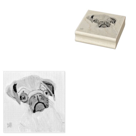 Pug Dog Rubberstempel (Gestempeld)