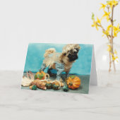 Pug Dog Scarecrow Kaart (Gele Bloem)