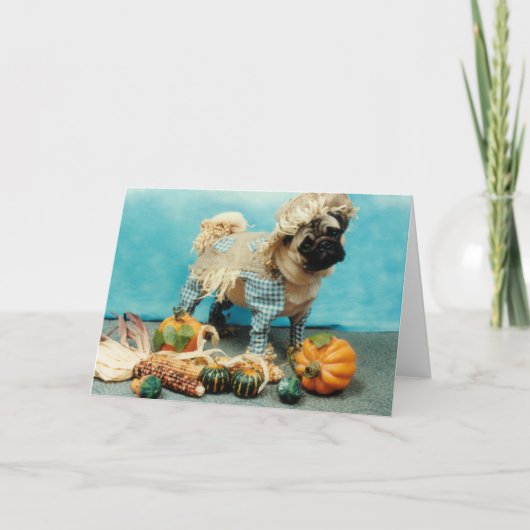 Pug Dog Scarecrow Kaart (Voorkant)