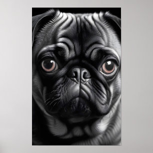 Pug Dog Schattig Schattige Huisdier Portret Poster