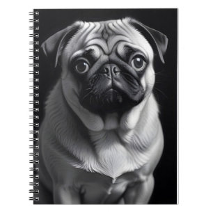 Pug Dog Schattig Schattige Huisdier Portret Poster Notitieboek