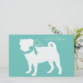 Pug Dog Schattige Briefpapier (Staand voorkant)