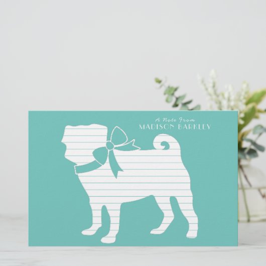 Pug Dog Schattige Briefpapier (Staand voorkant)