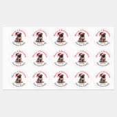 Pug dog Schattige Pet Waterverf kerstwensen Labels (Vel)