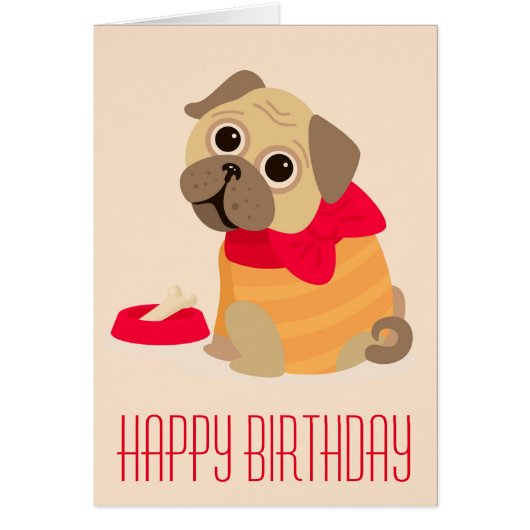 Pug dog Schattige pug Happy Birthday (Voorkant)