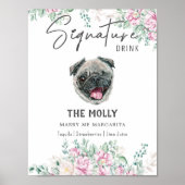 Pug Dog Signature Drink Teken Poster (Voorkant)