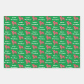 Pug Dog Silhouet Groen Vrolijk Woofmas Inpakpapier Vel (Voorkant)