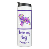 Pug Dog Silhouet Schattig Paarse PY&B Thermosbeker (Geroteerd rechts)