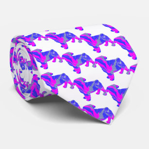 Pug Dog Silhouet Schattige Roze & Blauw Wit Nek Stropdas