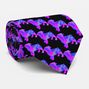 Pug Dog Silhouet Schattige Roze & Blauw Zwart Hals Stropdas