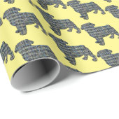 Pug Dog Silhouet Y & B Raster Geel Gift Cadeaupapier (Rol Hoek)