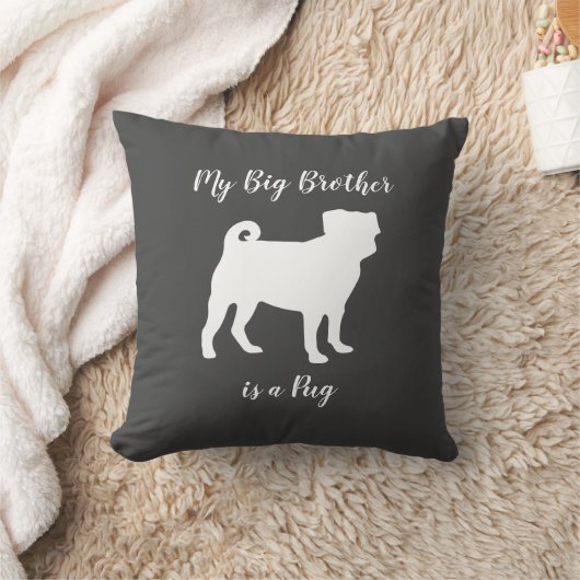 Pug Dog Silhouette Big Sibling Kussen (Deken)
