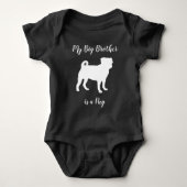 Pug Dog Silhouette Big Sibling Romper (Voorkant)