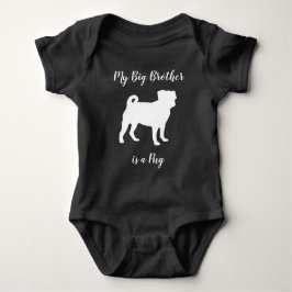 Pug Dog Silhouette Big Sibling Romper